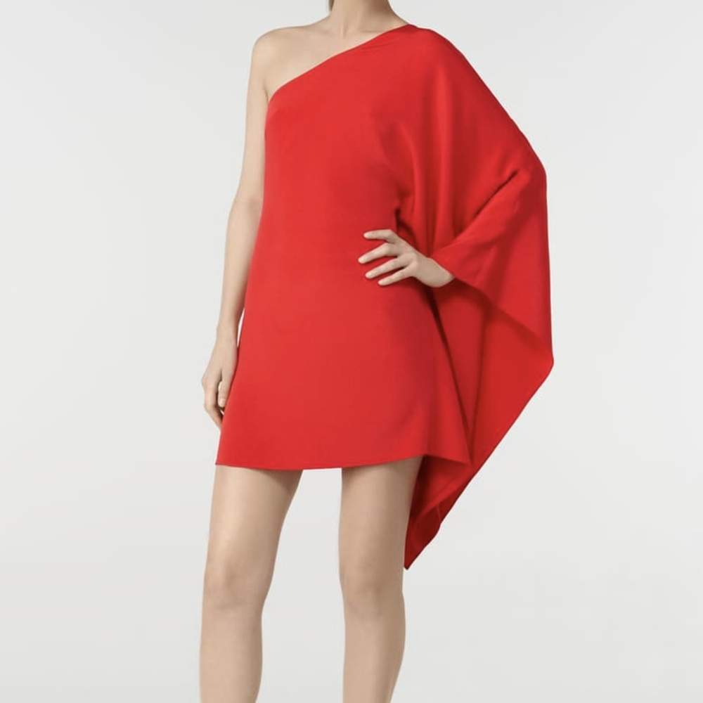 JAYGODFREY One-Shoulder Scarlet Red Mini Dress